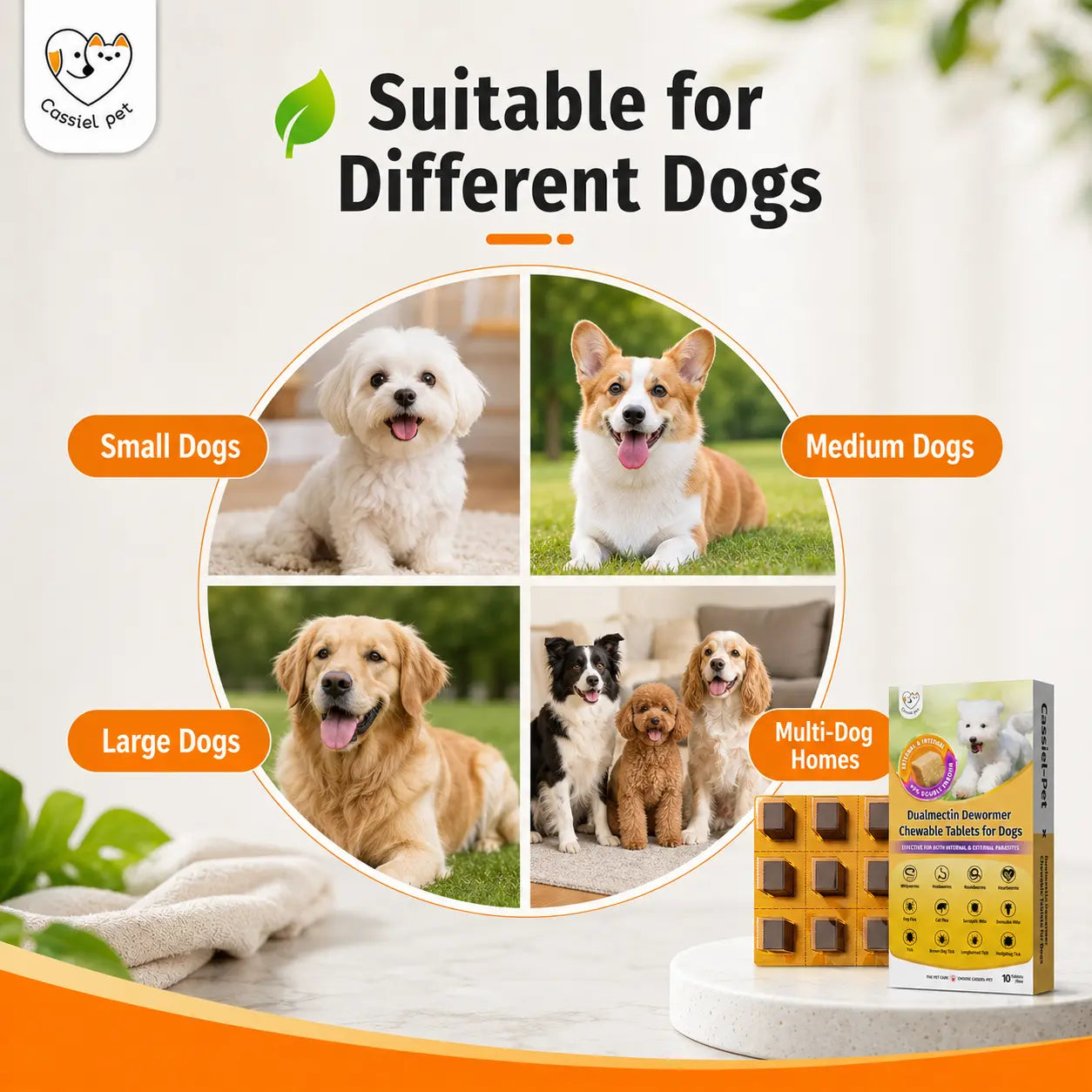 Cassiel Pet Dog Wellness Chews - Natural Herbal Blend for Digestive Support and Skin & Coat Care, Chicken Flavor Soft Treats for Daily Use