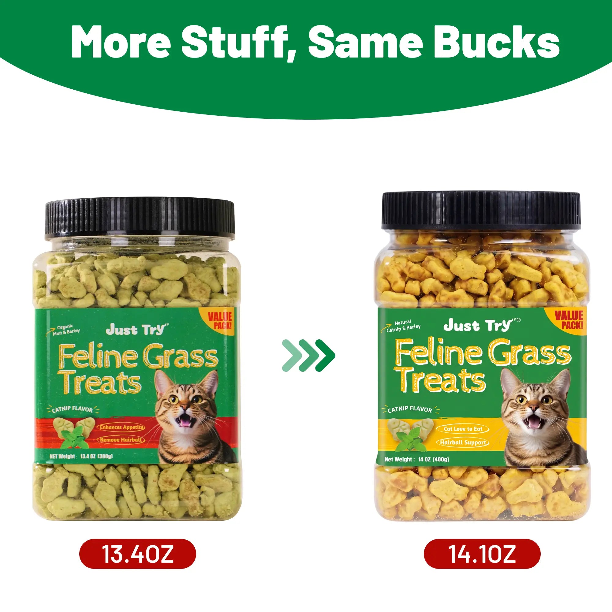 Just Try Cat Treats for Indoor Cats Hairball Control Natural Salmon Healthy Cat Grass Treats Kitten Snacks Training Biscuits Catnip for Cats Dental Care 14.1 OZ
