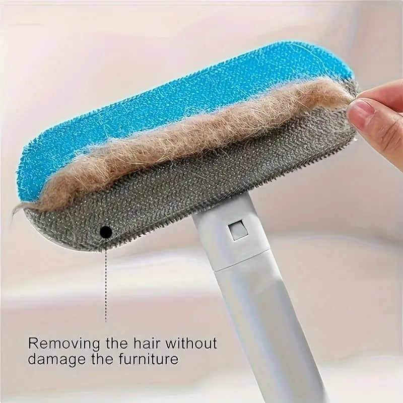 Enhanced Reusable Pet Hair Removal Brush – Extended Handle Lint Cleaner for Dog and Cat Fur, Washable Multi-Surface Tool for Furniture, Bedding, Clothing, and Vehicle Interiors