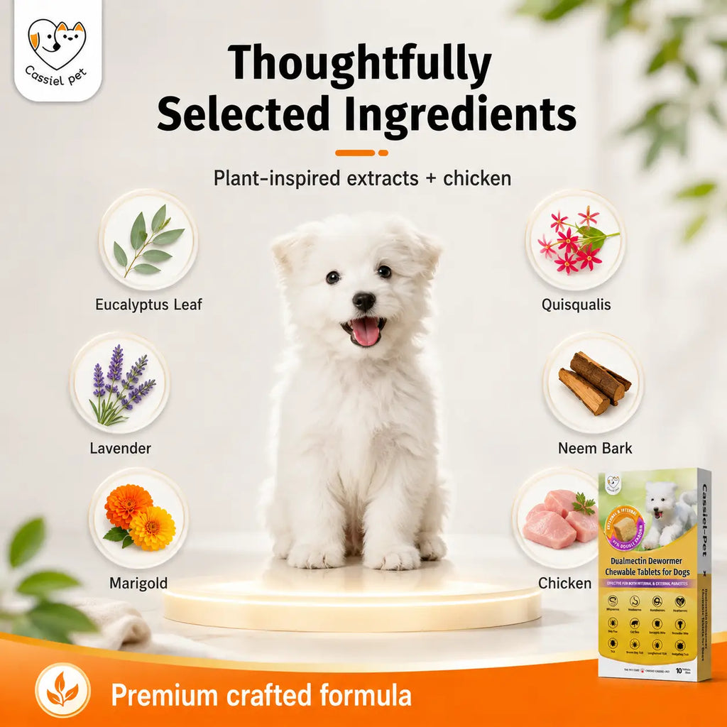 Cassiel Pet Dog Wellness Chews - Natural Herbal Blend for Digestive Support and Skin & Coat Care, Chicken Flavor Soft Treats for Daily Use
