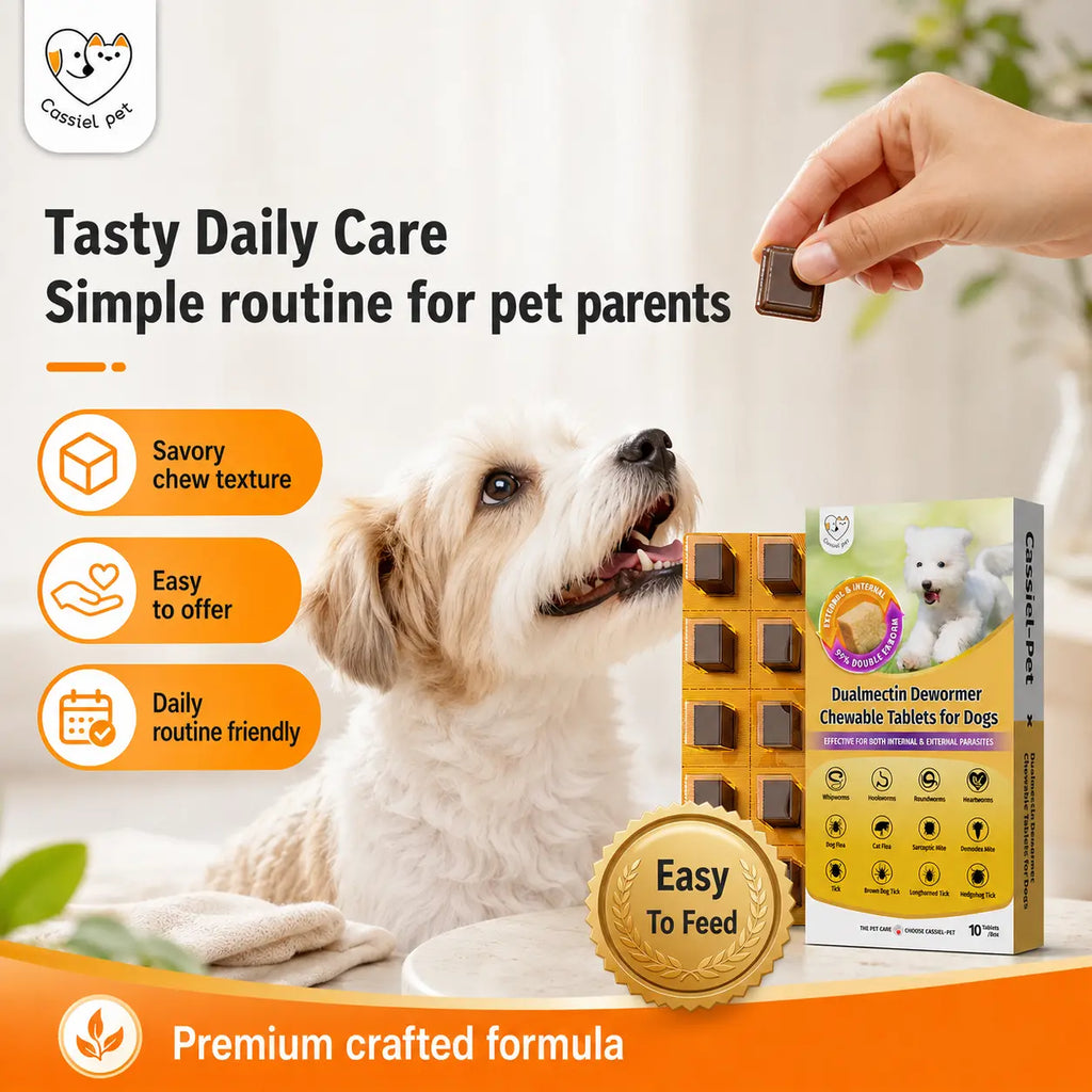 Cassiel Pet Dog Wellness Chews - Natural Herbal Blend for Digestive Support and Skin & Coat Care, Chicken Flavor Soft Treats for Daily Use