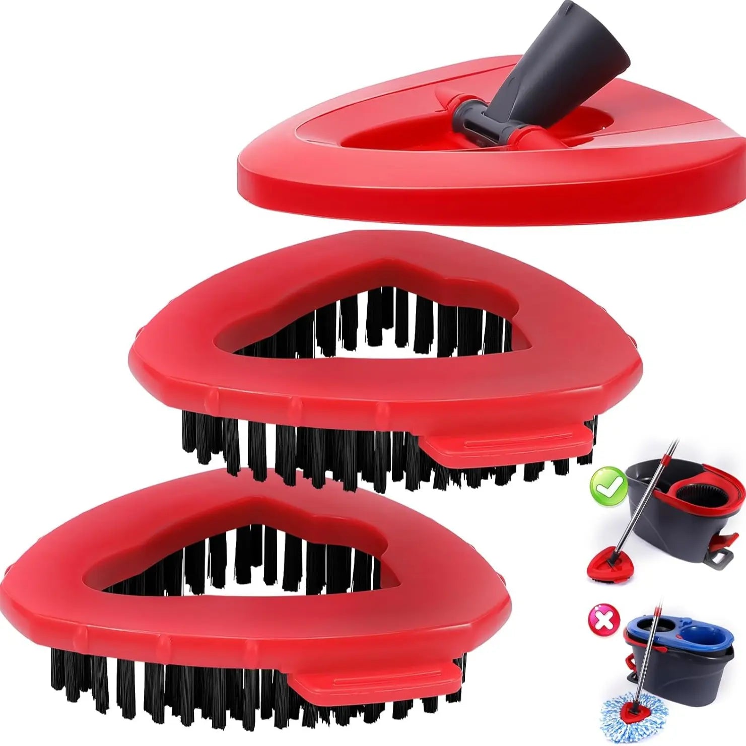 Spin Mop Replacements for O-Cedar 1-Tank System - Microfiber Flat Mop Set with 4 Reusable Pads, 30-58In Stainless Steel Handle, Plastic Brush, for Wood, Tile Floors Summerwins,Summerwins