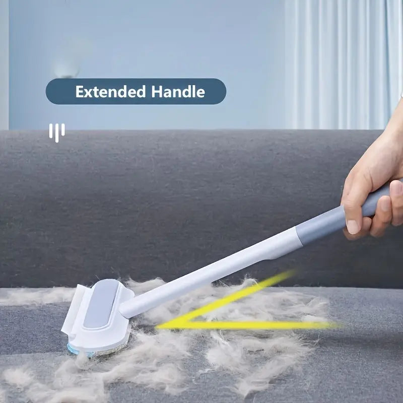 Enhanced Reusable Pet Hair Removal Brush – Extended Handle Lint Cleaner for Dog and Cat Fur, Washable Multi-Surface Tool for Furniture, Bedding, Clothing, and Vehicle Interiors