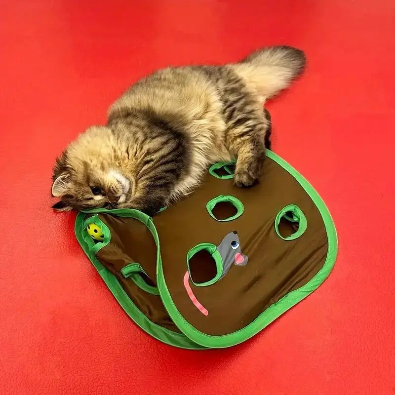 1 Set Interactive Cat Tent with Mice and Ball, 9 Holes Tunnel Cat Toy, Creative & Fun Mouse Hunting Toy, Cat Sound Toy, Pet Supplies, Valentine'S Day Gift, Pet Products