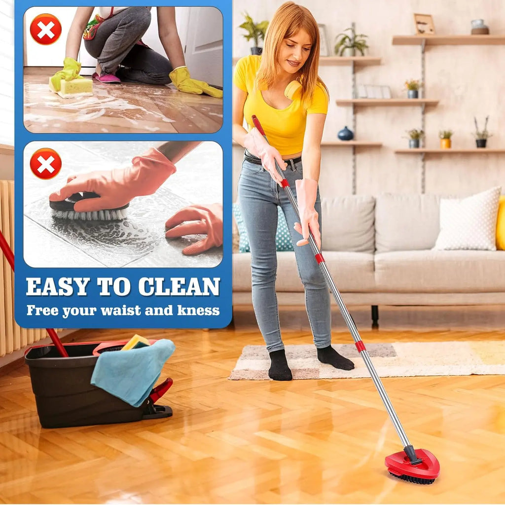Spin Mop Replacements for O-Cedar 1-Tank System - Microfiber Flat Mop Set with 4 Reusable Pads, 30-58In Stainless Steel Handle, Plastic Brush, for Wood, Tile Floors Summerwins,Summerwins