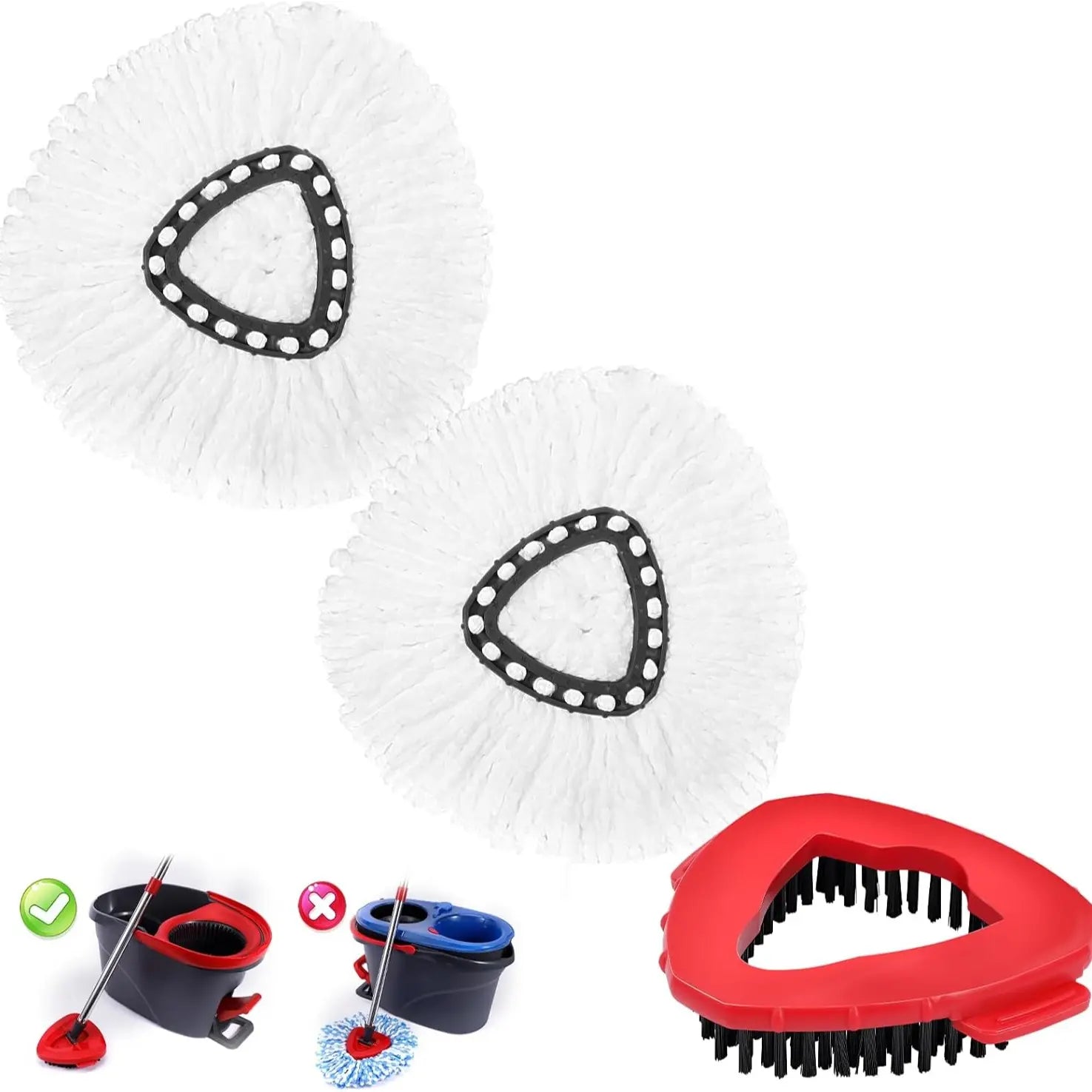 Spin Mop Replacements for O-Cedar 1-Tank System - Microfiber Flat Mop Set with 4 Reusable Pads, 30-58In Stainless Steel Handle, Plastic Brush, for Wood, Tile Floors Summerwins,Summerwins