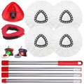 Spin Mop Replacements for O-Cedar 1-Tank System - Microfiber Flat Mop Set with 4 Reusable Pads, 30-58In Stainless Steel Handle, Plastic Brush, for Wood, Tile Floors Summerwins,Summerwins