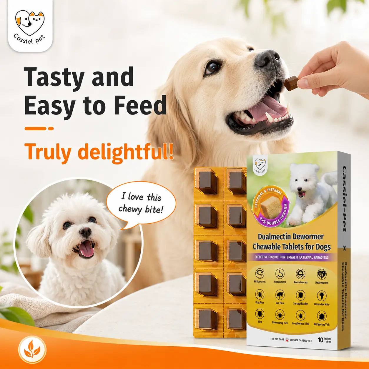 Cassiel Pet Dog Wellness Chews - Natural Herbal Blend for Digestive Support and Skin & Coat Care, Chicken Flavor Soft Treats for Daily Use