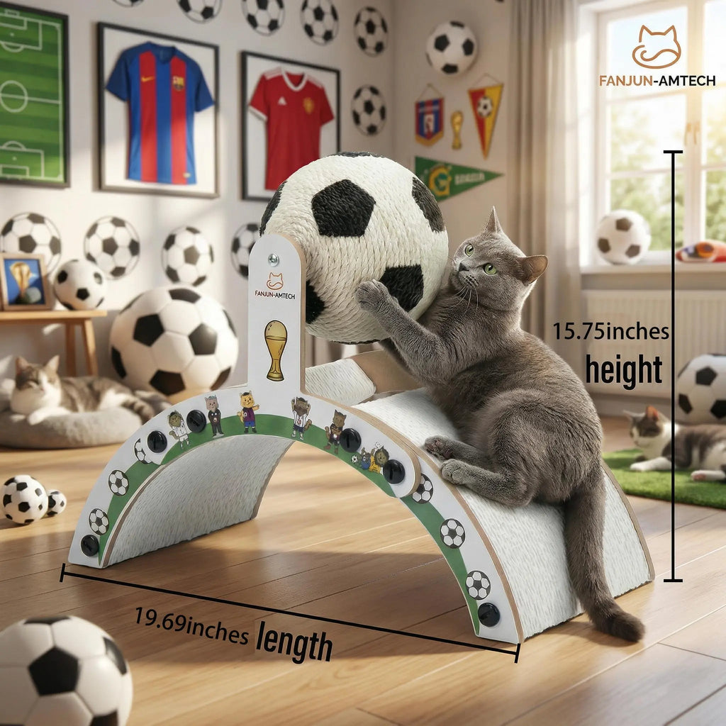 【Dealsforyoudays】 Durable Cat Scratching Post with Soccer Ball - Upgraded Hardened Corrugated Cardboard Arch Bridge - Fun Soccer Themed Cat Furniture Cool Cat Stuff Cat Stuff for Indoor,Summerwins
