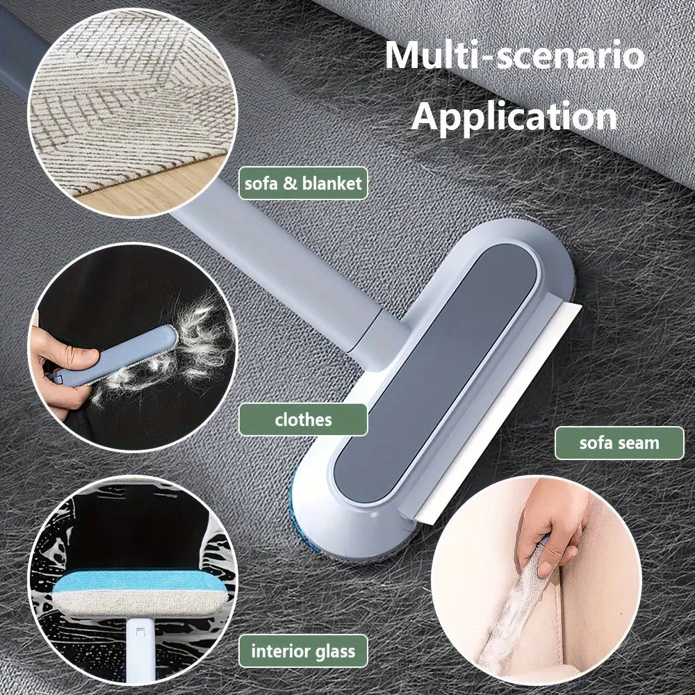 Enhanced Reusable Pet Hair Removal Brush – Extended Handle Lint Cleaner for Dog and Cat Fur, Washable Multi-Surface Tool for Furniture, Bedding, Clothing, and Vehicle Interiors