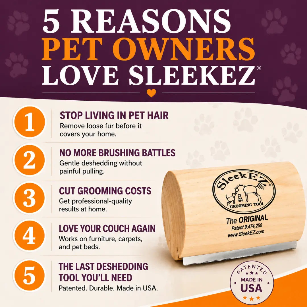 Sleekez Professional Dog Grooming Brush for Shedding, Suitable for Short and Long Haired Breeds, 5-Inch Deshedding Tool, 4 Oz