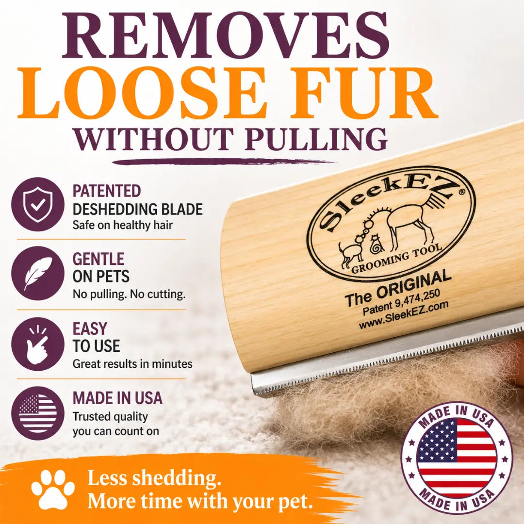 Sleekez Professional Dog Grooming Brush for Shedding, Suitable for Short and Long Haired Breeds, 5-Inch Deshedding Tool, 4 Oz