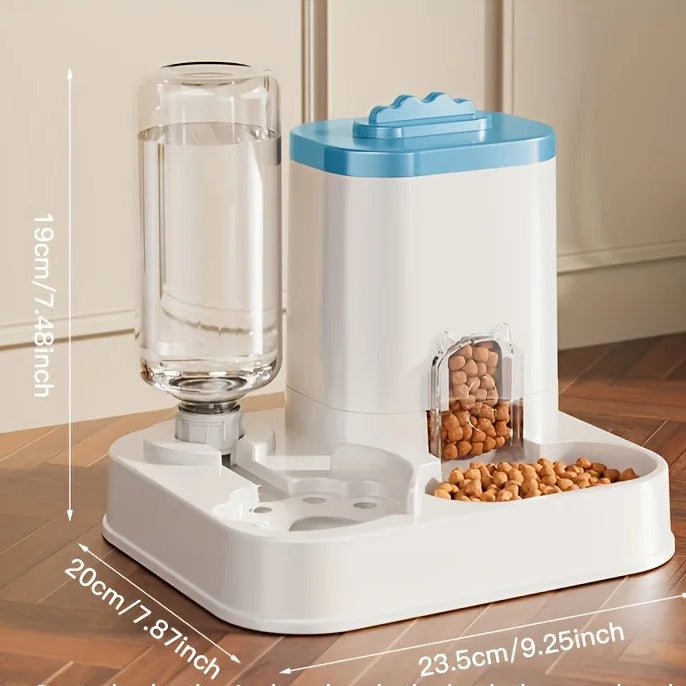 1-Pack Automatic Gravity-Fed Cat Water Dispenser & Feeder - Spill-Proof Large Capacity One-Piece Design,
