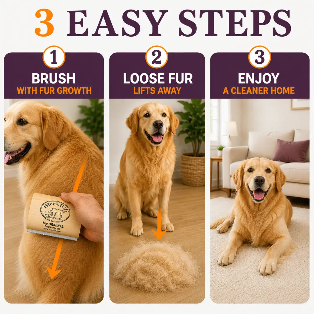 Sleekez Professional Dog Grooming Brush for Shedding, Suitable for Short and Long Haired Breeds, 5-Inch Deshedding Tool, 4 Oz