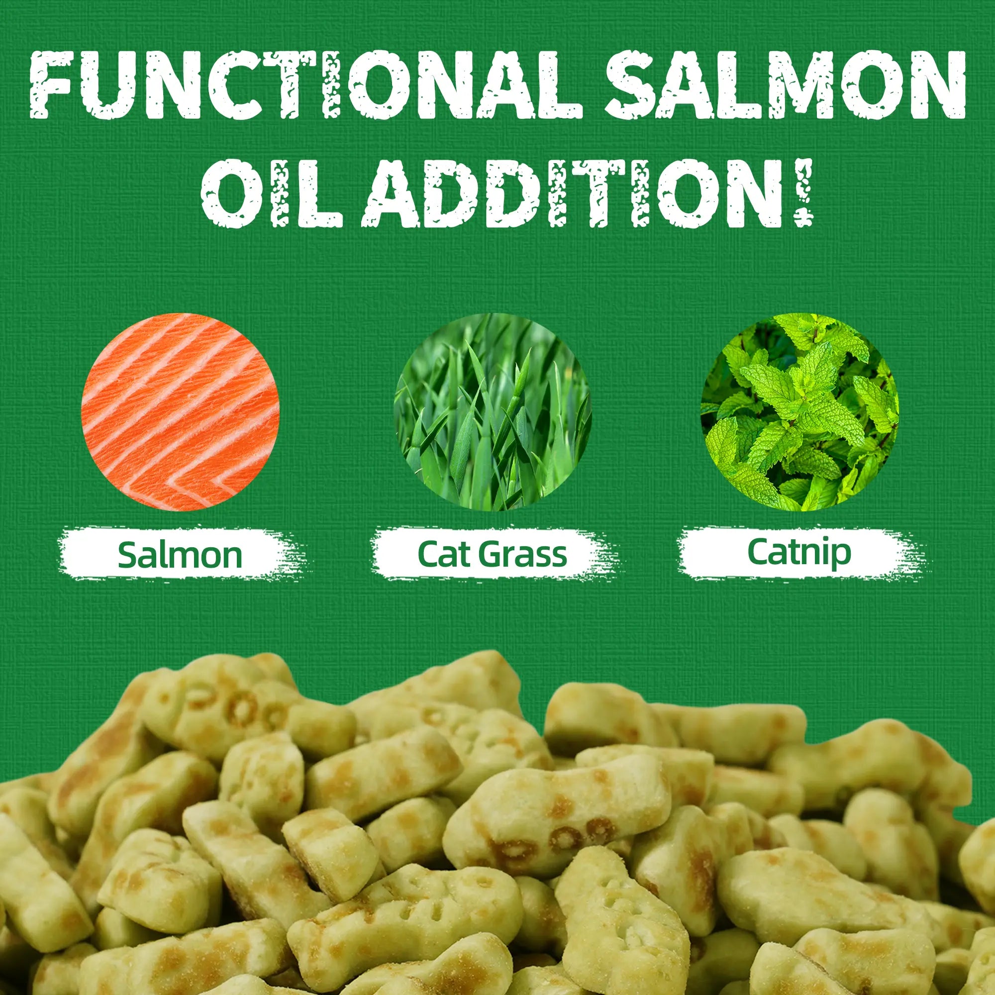 Just Try Cat Treats for Indoor Cats Hairball Control Natural Salmon Healthy Cat Grass Treats Kitten Snacks Training Biscuits Catnip for Cats Dental Care 14.1 OZ