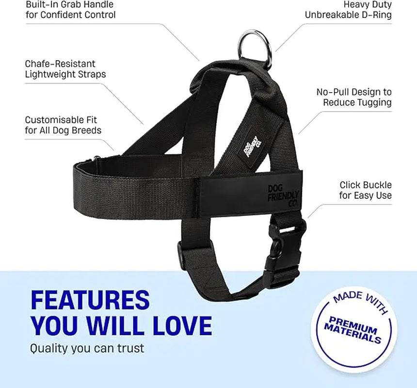 Dog Friendly Co. No-Pull Harness - Easy Fit, Safe and Comfortable Design for All Dogs - Lightweight, Chafe-Resistant Adjustable Straps