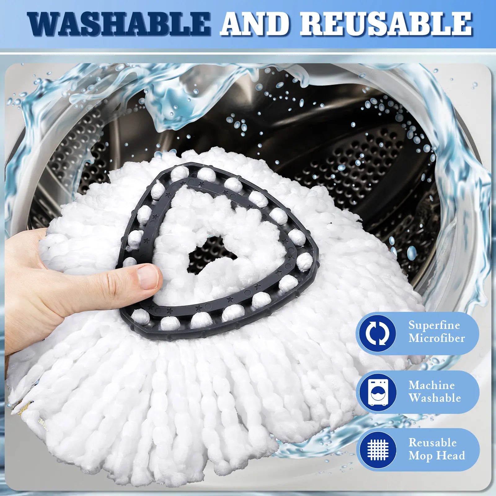 Spin Mop Replacements for O-Cedar 1-Tank System - Microfiber Flat Mop Set with 4 Reusable Pads, 30-58In Stainless Steel Handle, Plastic Brush, for Wood, Tile Floors Summerwins,Summerwins